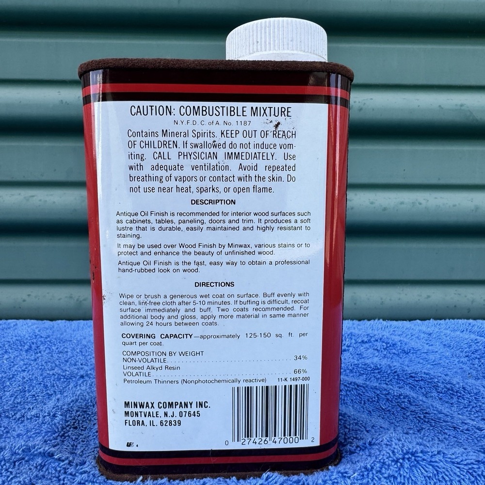 New Minwax Antique Oil Finish Hard Finish Soft Lustre Wood 16 oz Discontinued - Picture 4 of 4